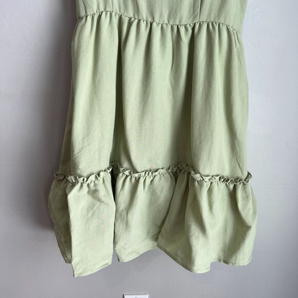 Blu Pepper Baby Doll Mini Sundress Medium Light Sage Scoop Neck - Picture 3 of 9
